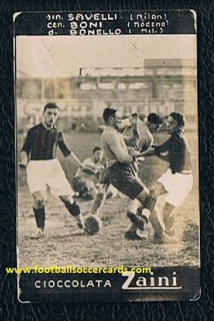 1927 MILAN Savelli & Bonello v MODENA Boni ZAINI trade card