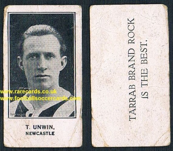 1927 Newcastle United T. Unwin Barratt Tarrab Brand very rare card