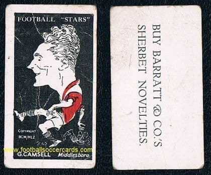 1928 -29 Barratt Football Stars, Sherbet back, George Camsell Boro