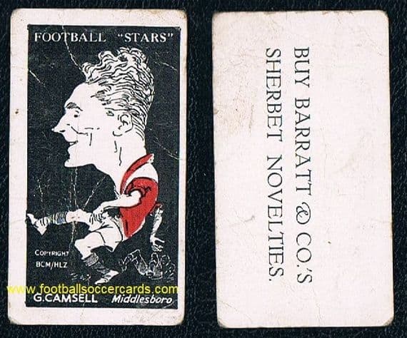 1928 -29 Barratt Football Stars, Sherbet back, George Camsell Boro