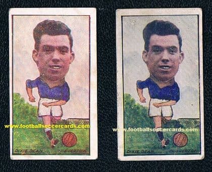 1928 -30 PAIR OF Dixie Dean varieties Barratt & Co '12 Football Greats' series card Everton