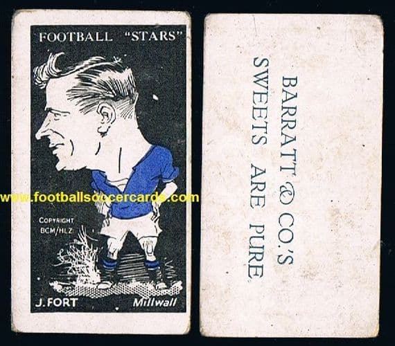 1928 Barratt Sweets Are Pure J. Fort MILLWALL Football Stars