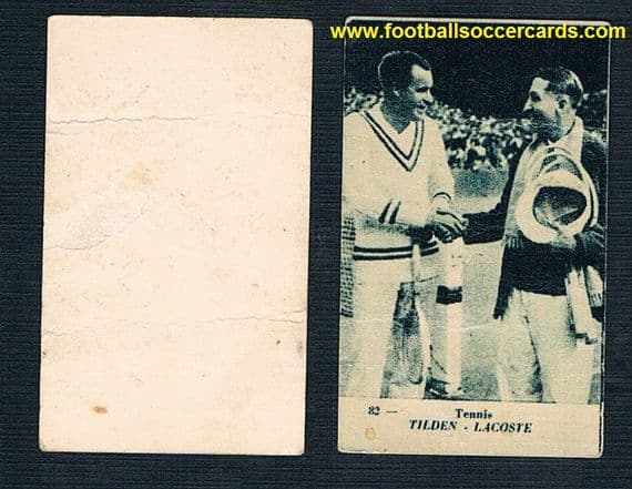 1928 Bill Tilden & Rene LaCoste Italian trade card, fault LOW PRICE