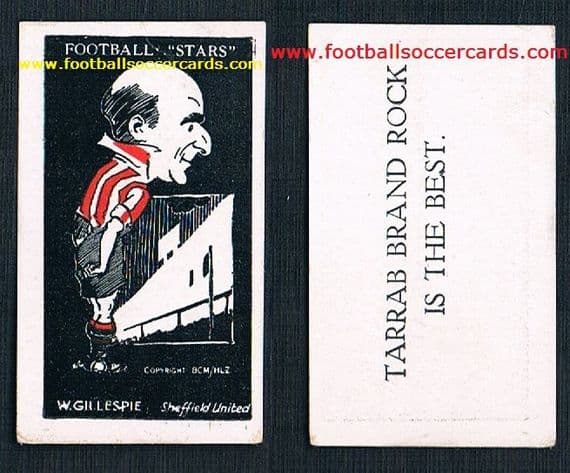 1928 Gillespie Sheffield United Blades Barratt Football Stars card