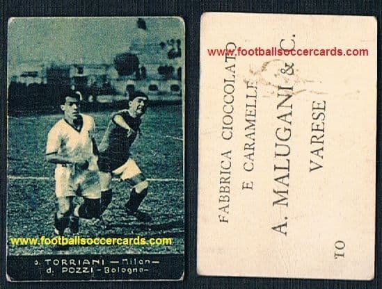 1928 Giuseppe Torriani AC Milan v Bologna 'sAlberto Pozzi Malugani card