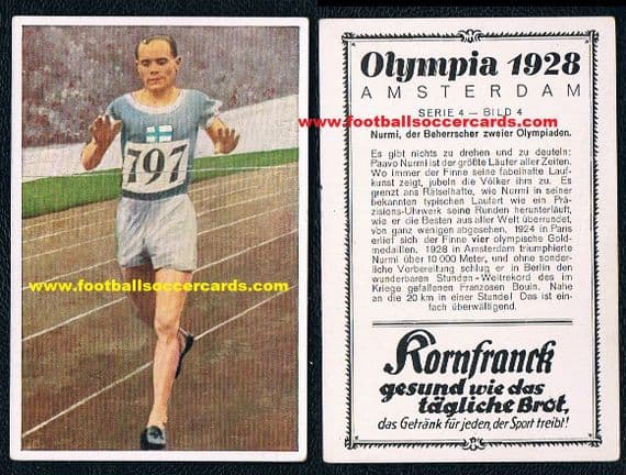 1928 Paavo Nurmi early card of the world champion multiple gold medal winner by Franck