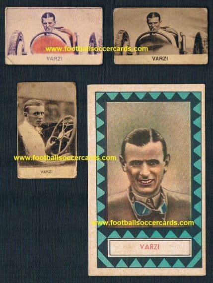 1929 -1935 Varzi x4 rare trade cards Bugatti Alfa Romeo Euro motor race champion TT racer s/p £400