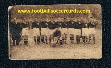 1929 -30 Berlin representative team, all-Berlin team, to play Milan combination side, Italian card