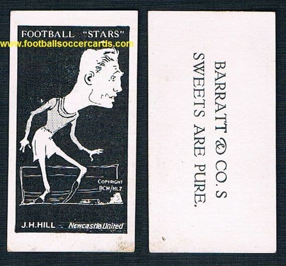1929 Barratt & Co Football Stars J H Hill Newcastle United variety card