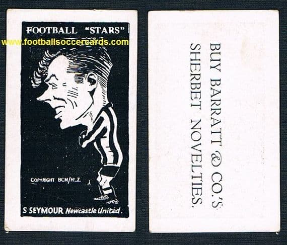 1929 Barratt & Co Football Stars S Seymour Newcastle United rarity