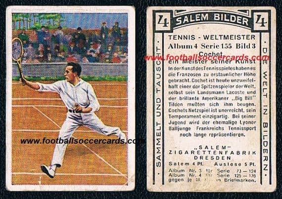 1929 Henri Cochet WORLD #1 TENNIS STAR in 1929 Salem Bilder 4 tennis masters Die Welt Bildern