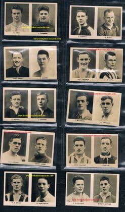 1929 V.RARE SET of 20 Topical Times Footballers in UNCUT PAIRS ! The only such set on the market!