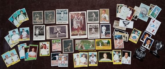 1930 -1970 Tennis cards collection, 50 mixed rare Panini, Indiana Sport, Globo Gum cards etc