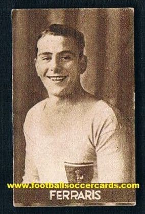 1930 -31 Attilio Ferraris IV early sepia card WC34 win AS Roma HOF Legend All Star XI FIFA team