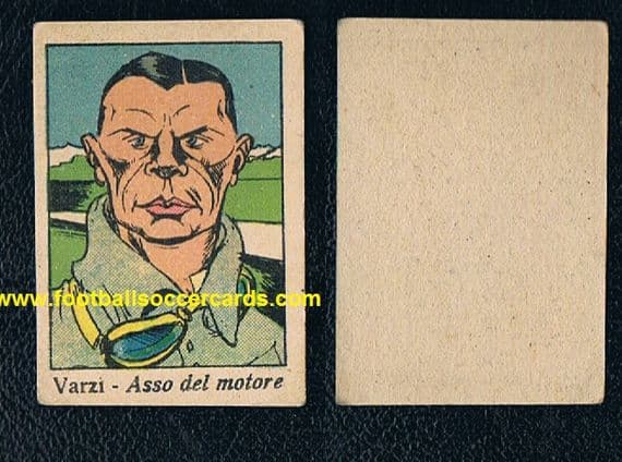 1930-31 MARCA STELLA card of legendary driver Achille Varzi caricature card Asso del Motore
