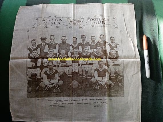 1930 Aston Villa commemorative silk handkerchief ORIGINAL