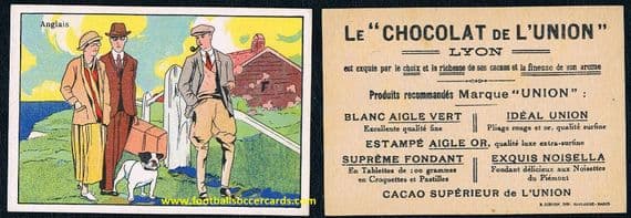 1930 English des Anglais Union Chocolates card Staffordshire Bull Terrier