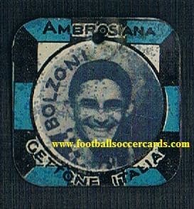 1930 Gettone Italia metal card of Bolzoni INTER plain metal back, generally very good