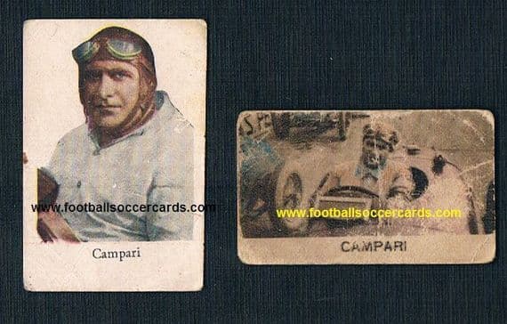 1930 Giuseppe Campari LEGENDARY motor racer 2 cards from Italy