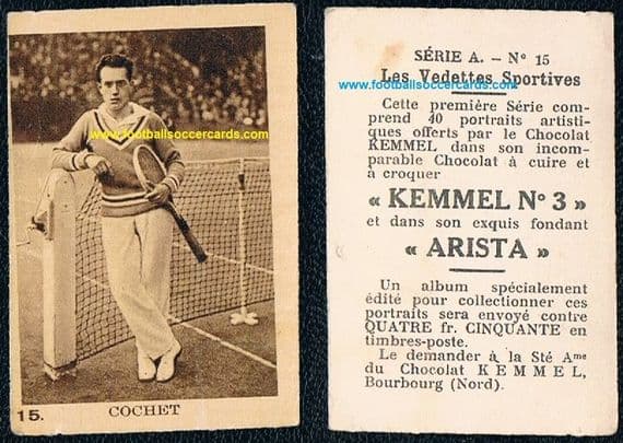 1930 Henri Cochet Kemmel trade card from France, faults LOW PRICE!