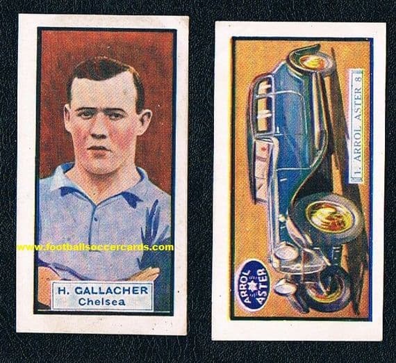 1930 Hughie Gallacher Chelsea Footballers & Motor Cars card by Adventure Comic