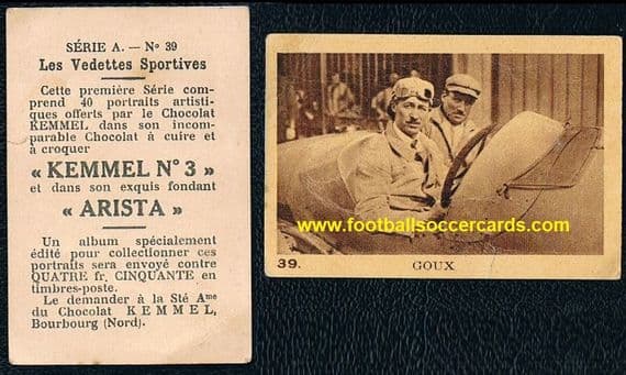 1930 Kemmel Rene Goux Indy500 winner in 1913 legendary racing driver