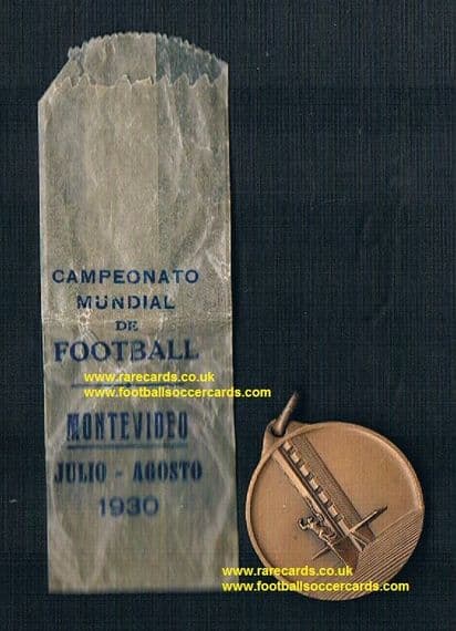 1930 original 1st World Cup medal, a WC30 medallion & its wrapper Campeonato Mundial Uruguay!
