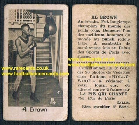 1930 Pie Qui Chante French boxing card Panama Al Brown Bantamweight Hall of Famer