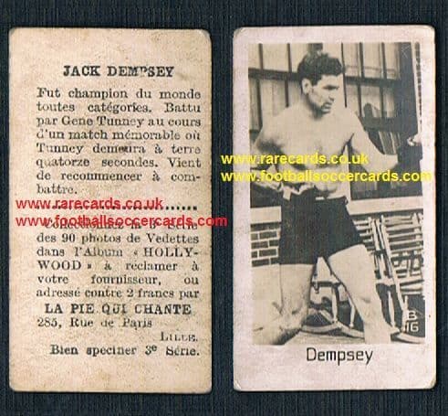 1930 Pie Qui Chante French card Jack Dempsey boxing Hall of Fame legend