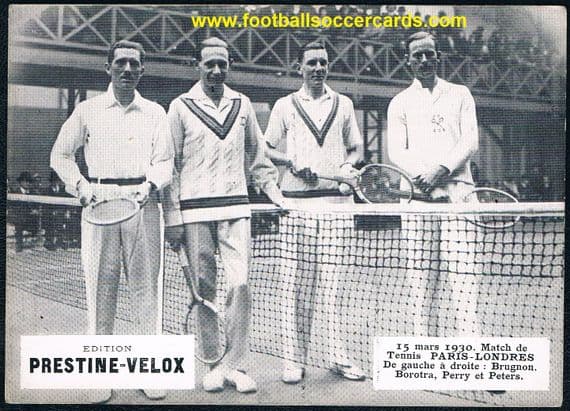 1930 Prestine Velox card Jean Borotra GB tennis legend Fred Perry Jacques Brugnon & Eric Peters too