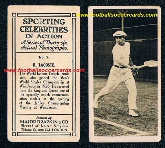 1930 Rene Lacoste on a Major Drapkin Tobacco card, Sporting Celebrities