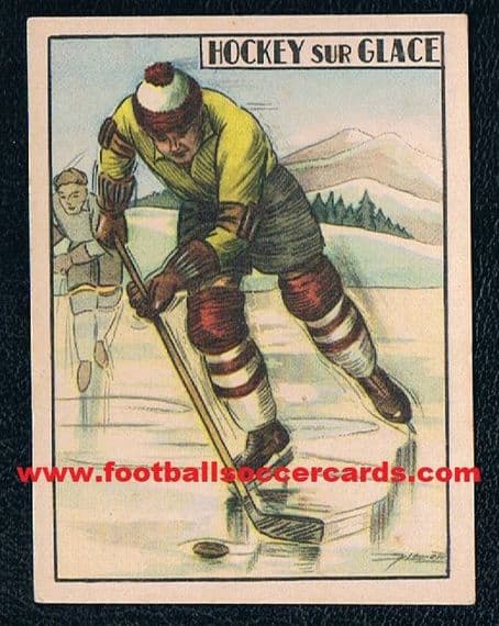 1930's -1950's Ice Hockey card from France unknown issuer plain back cardstock