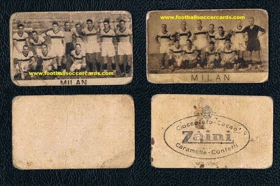 1930 s A C Milan 2 antique soccer cards by Zaini & an unknown issuer, original rare items from Italy