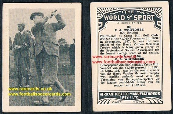 1930's African Tobacco Charles Whitcombe Ryder Cup captain golfer golf