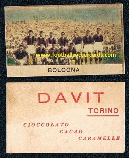 1930 's Bologna with Schiavio , kneeling 1st at left, card by DAVIT Chocolates