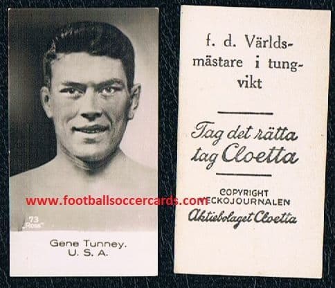 1930 's Gene Tunney on a Swedish Cloetta card, World Champion boxer HOF Ring legend, all time great