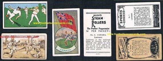1930's Lacrosse selection, 3 rare tobacco cards Allen's MacRobertson & Phillips