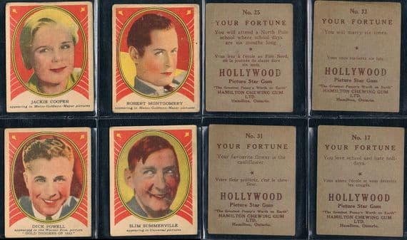 1930 's Shelby & Hamilton Hollywood Your Fortune Gum cards x28 BARGAIN!