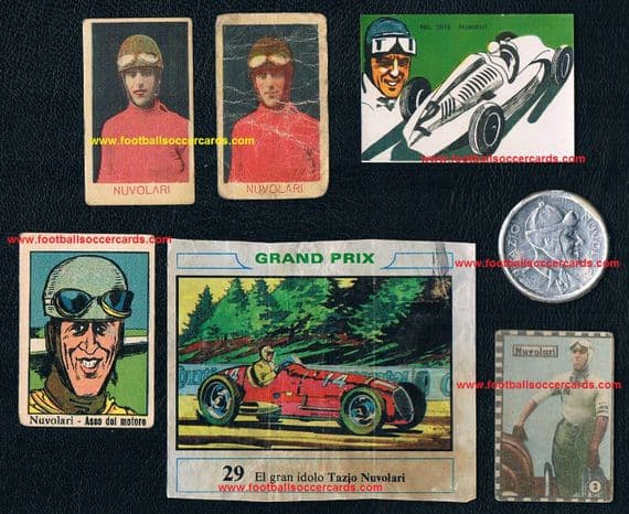 1930s -60s collection 7 Nuvolari cards Marca Stella and other rare issues