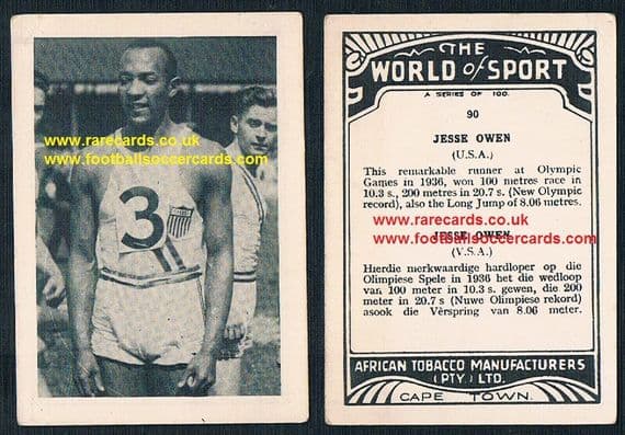 1930s African Tobacco World of Sport Jesse Owens USA track field card