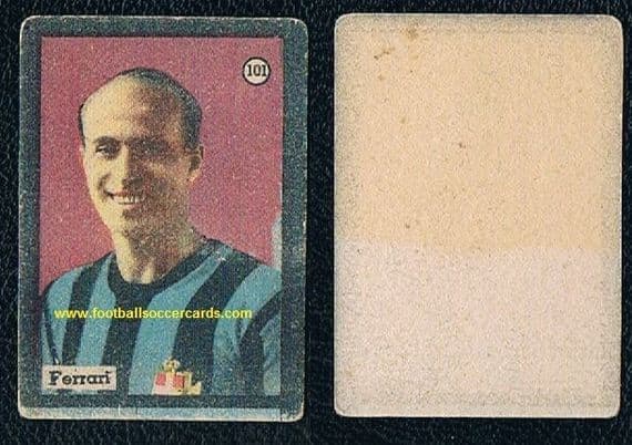 1930s Balilla black borders-type Giovanni Ferrari card Inter Italy DOUBLE World Cup winner!