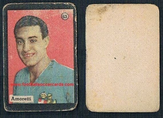 1930s Balilla card of Ugo Amoretti, goalie at CFC Genoa, Fiorentina, Juve and for Italy