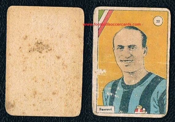 1930s Balilla flag-type Giovanni Ferrari card Inter Italy DOUBLE World Cup winner