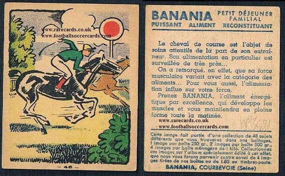 1930s Banania horse racing French trade card past the post