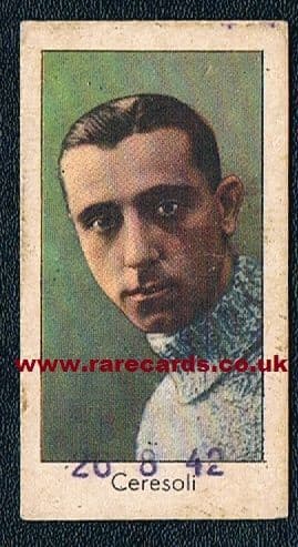 1930s Ceresoli WC38 winner WC34 qualifs, 2x SerieA wins, Bologna Inter Juventus, Grasso card (1942)
