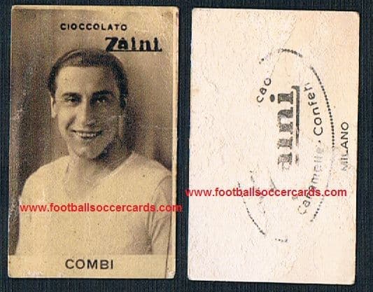 1930s Combi ZAINI CHOX card 1 of the 3 greatest pre-war goalies, Juve & Italia legend