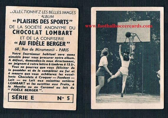 1930s French basketballcard by Chocolate Lombart