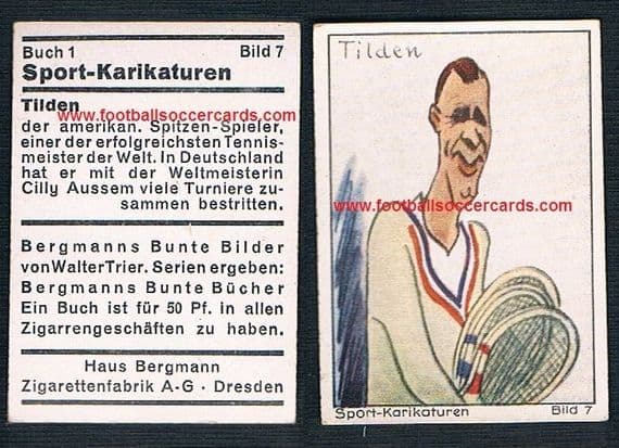1930s Haus Bergmann William Bill Tilden Bunte Bucker Sport Karikaturen tennis legend