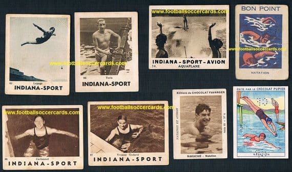 1930s Jean Donat Dupont Indiana Sport gum cards swimming Godard Taris Lepage