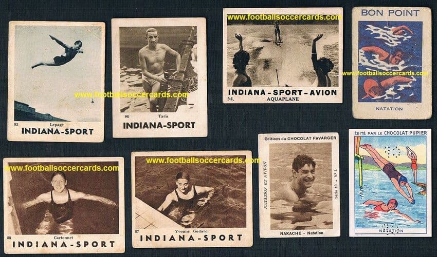 1930s Jean Donat Dupont Indiana Sport gum cards swimming Godard Taris Lepage